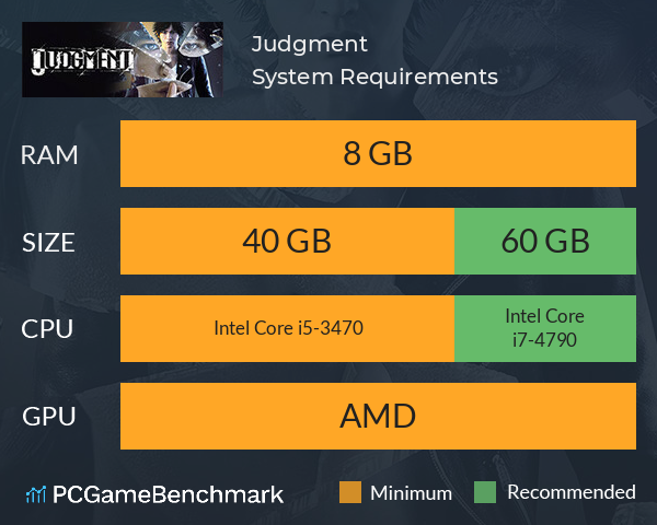 Judgment System Requirements PC Graph - Can I Run Judgment