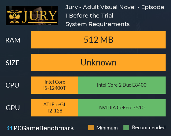 Jury - Adult Visual Novel - Episode 1: Before the Trial System Requirements PC Graph - Can I Run Jury - Adult Visual Novel - Episode 1: Before the Trial Jury - Adult Visual Novel - Episode 1: Before the Trial System Requirements PC Graph - Can I Run Jury - Adult Visual Novel - Episode 1: Before the Trial