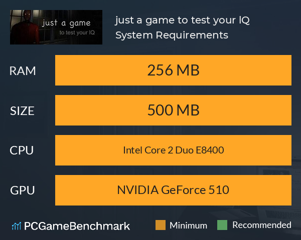 just a game to test your lQ System Requirements PC Graph - Can I Run just a game to test your lQ just a game to test your lQ System Requirements PC Graph - Can I Run just a game to test your lQ