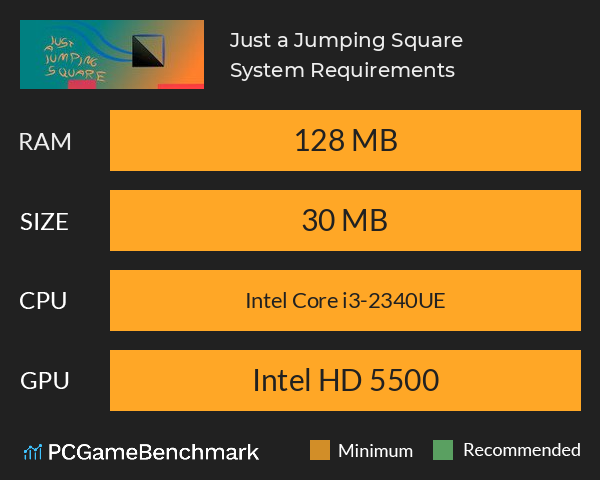 Just a Jumping Square System Requirements PC Graph - Can I Run Just a Jumping Square Just a Jumping Square System Requirements PC Graph - Can I Run Just a Jumping Square