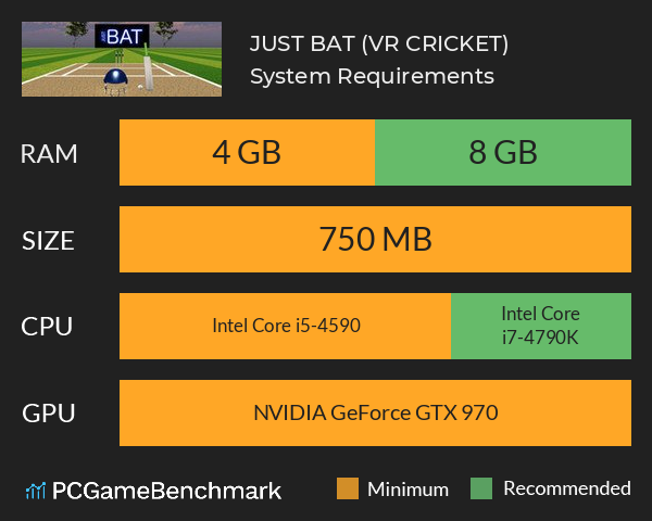 JUST BAT (VR CRICKET) System Requirements PC Graph - Can I Run JUST BAT (VR CRICKET)