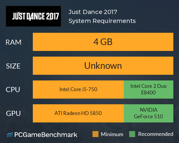 Just Dance 2017 System Requirements PC Graph - Can I Run Just Dance 2017 Just Dance 2017 System Requirements PC Graph - Can I Run Just Dance 2017