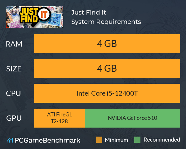 Just Find It System Requirements PC Graph - Can I Run Just Find It