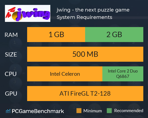 jwing - the next puzzle game System Requirements PC Graph - Can I Run jwing - the next puzzle game