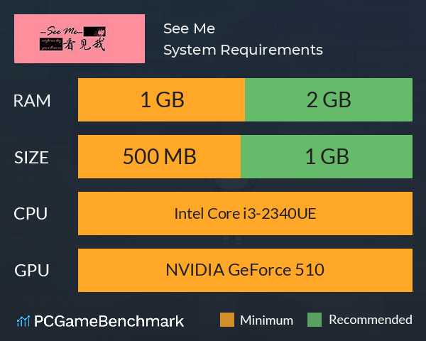 看见我~See Me System Requirements PC Graph - Can I Run 看见我~See Me 看见我~See Me System Requirements PC Graph - Can I Run 看见我~See Me
