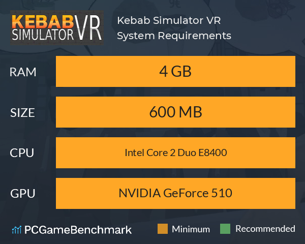 Kebab Simulator VR System Requirements PC Graph - Can I Run Kebab Simulator VR Kebab Simulator VR System Requirements PC Graph - Can I Run Kebab Simulator VR