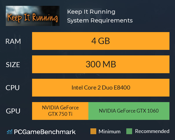 Keep It Running System Requirements PC Graph - Can I Run Keep It Running