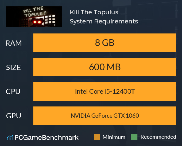 Kill The Topulus System Requirements PC Graph - Can I Run Kill The Topulus