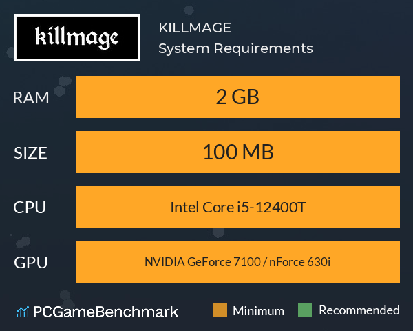 KILLMAGE System Requirements PC Graph - Can I Run KILLMAGE