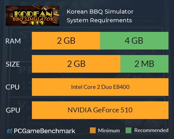 Korean BBQ Simulator System Requirements PC Graph - Can I Run Korean BBQ Simulator Korean BBQ Simulator System Requirements PC Graph - Can I Run Korean BBQ Simulator