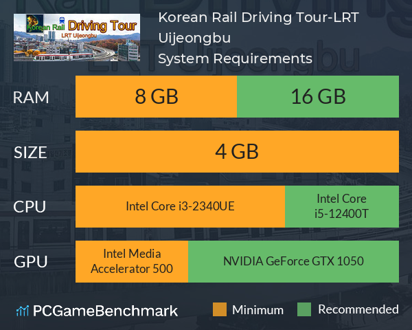 Korean Rail Driving Tour-LRT Uijeongbu System Requirements PC Graph - Can I Run Korean Rail Driving Tour-LRT Uijeongbu Korean Rail Driving Tour-LRT Uijeongbu System Requirements PC Graph - Can I Run Korean Rail Driving Tour-LRT Uijeongbu