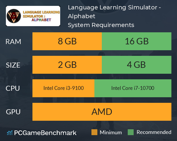 Language Learning Simulator - Alphabet System Requirements PC Graph - Can I Run Language Learning Simulator - Alphabet Language Learning Simulator - Alphabet System Requirements PC Graph - Can I Run Language Learning Simulator - Alphabet