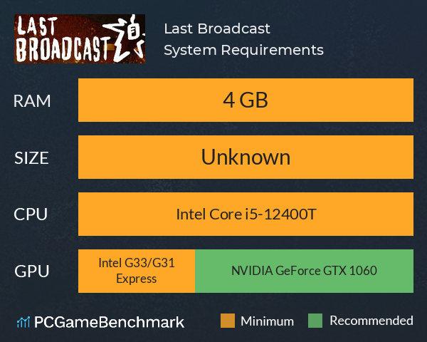 Last Broadcast System Requirements PC Graph - Can I Run Last Broadcast Last Broadcast System Requirements PC Graph - Can I Run Last Broadcast