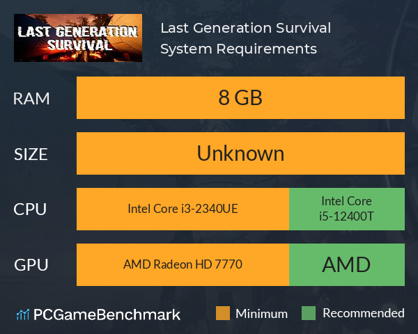 Last Generation: Survival System Requirements PC Graph - Can I Run Last Generation: Survival