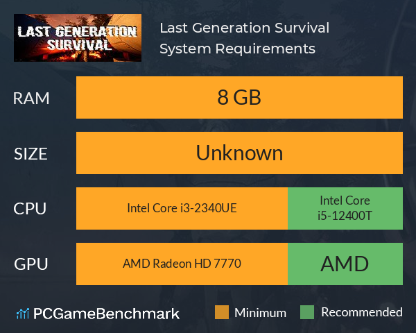 Last Generation: Survival System Requirements PC Graph - Can I Run Last Generation: Survival Last Generation: Survival System Requirements PC Graph - Can I Run Last Generation: Survival