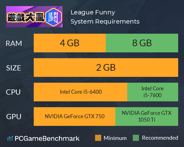 League Funny 遊戲大亂鬪 System Requirements PC Graph - Can I Run League Funny 遊戲大亂鬪 League Funny 遊戲大亂鬪 System Requirements PC Graph - Can I Run League Funny 遊戲大亂鬪