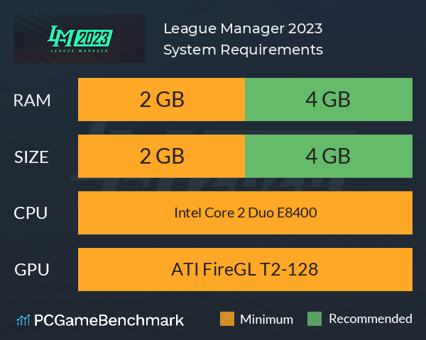 League Manager 2023 System Requirements PC Graph - Can I Run League Manager 2023