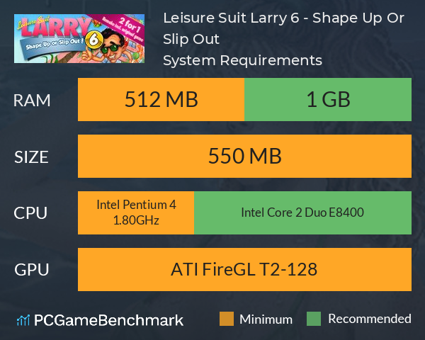 Leisure Suit Larry 6 - Shape Up Or Slip Out System Requirements PC Graph - Can I Run Leisure Suit Larry 6 - Shape Up Or Slip Out