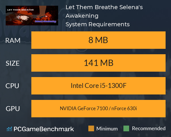 Let Them Breathe: Selena's Awakening System Requirements PC Graph - Can I Run Let Them Breathe: Selena's Awakening Let Them Breathe: Selena's Awakening System Requirements PC Graph - Can I Run Let Them Breathe: Selena's Awakening