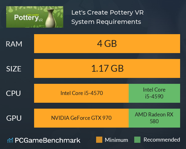 Let's Create! Pottery VR System Requirements PC Graph - Can I Run Let's Create! Pottery VR Let's Create! Pottery VR System Requirements PC Graph - Can I Run Let's Create! Pottery VR