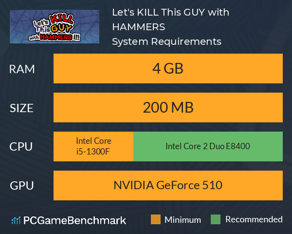 Let's KILL This GUY with HAMMERS!!! System Requirements PC Graph - Can I Run Let's KILL This GUY with HAMMERS!!!