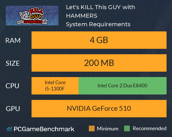 Let's KILL This GUY with HAMMERS!!! System Requirements PC Graph - Can I Run Let's KILL This GUY with HAMMERS!!! Let's KILL This GUY with HAMMERS!!! System Requirements PC Graph - Can I Run Let's KILL This GUY with HAMMERS!!!