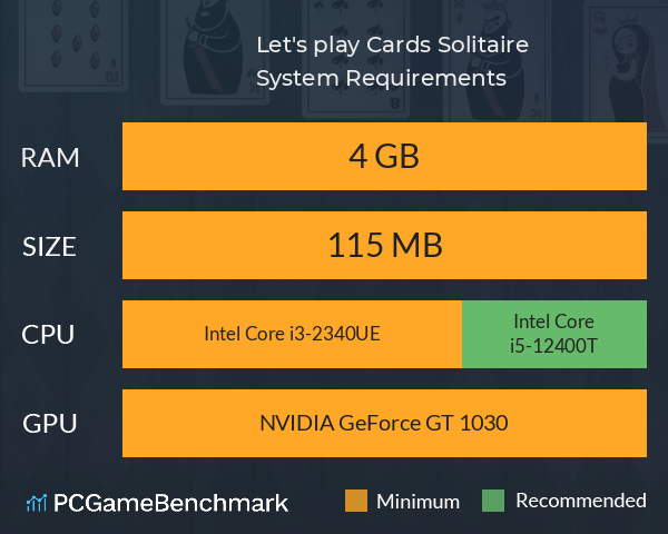 Let's play Cards Solitaire System Requirements PC Graph - Can I Run Let's play Cards Solitaire Let's play Cards Solitaire System Requirements PC Graph - Can I Run Let's play Cards Solitaire