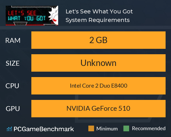Let's See What You Got System Requirements PC Graph - Can I Run Let's See What You Got Let's See What You Got System Requirements PC Graph - Can I Run Let's See What You Got