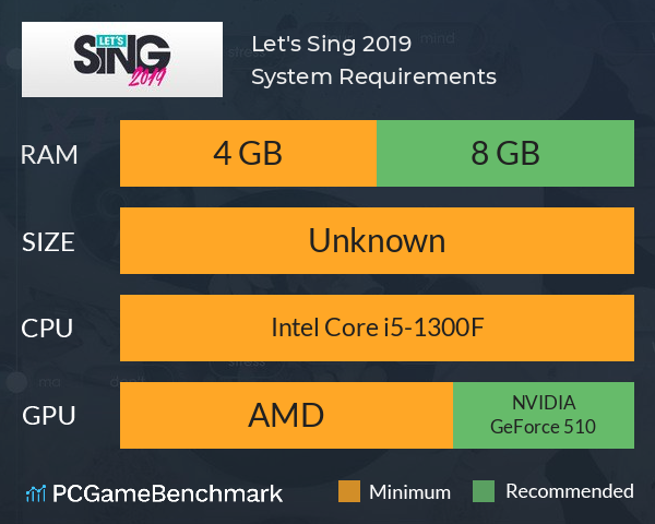 Let's Sing 2019 System Requirements PC Graph - Can I Run Let's Sing 2019