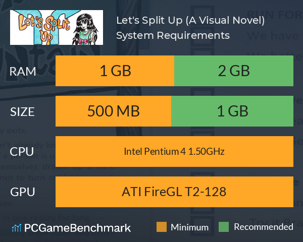 Let's Split Up (A Visual Novel) System Requirements PC Graph - Can I Run Let's Split Up (A Visual Novel) Let's Split Up (A Visual Novel) System Requirements PC Graph - Can I Run Let's Split Up (A Visual Novel)