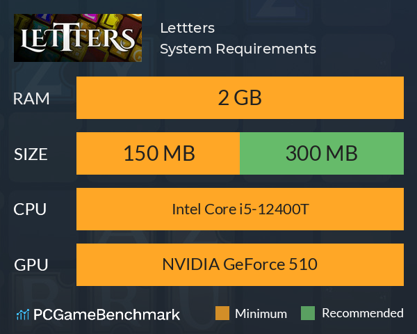 Lettters System Requirements PC Graph - Can I Run Lettters Lettters System Requirements PC Graph - Can I Run Lettters