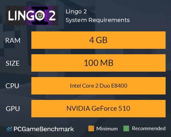 Lingo 2 System Requirements PC Graph - Can I Run Lingo 2