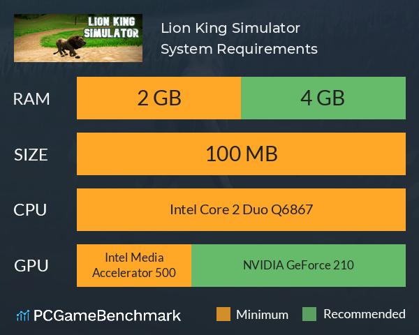 Lion King Simulator System Requirements PC Graph - Can I Run Lion King Simulator Lion King Simulator System Requirements PC Graph - Can I Run Lion King Simulator
