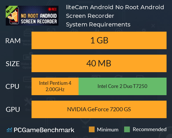 liteCam Android: No Root Android Screen Recorder System Requirements PC Graph - Can I Run liteCam Android: No Root Android Screen Recorder