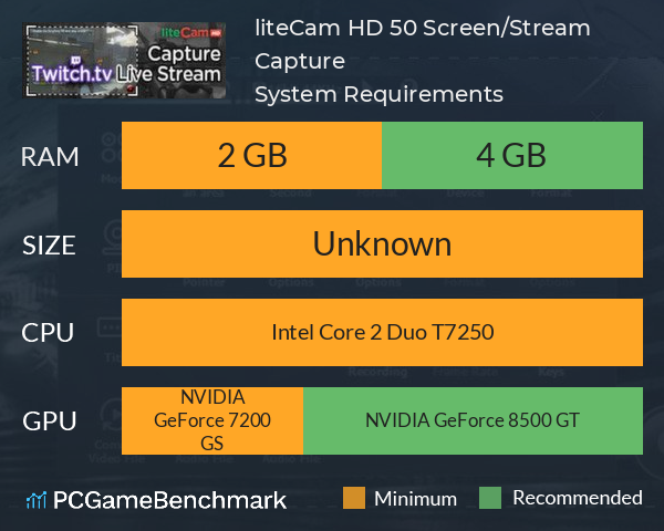 liteCam HD 5.0: Screen/Stream Capture System Requirements PC Graph - Can I Run liteCam HD 5.0: Screen/Stream Capture liteCam HD 5.0: Screen/Stream Capture System Requirements PC Graph - Can I Run liteCam HD 5.0: Screen/Stream Capture