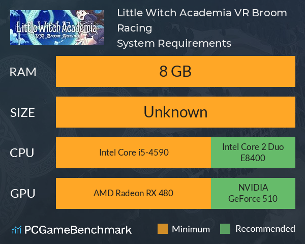 Little Witch Academia: VR Broom Racing System Requirements PC Graph - Can I Run Little Witch Academia: VR Broom Racing Little Witch Academia: VR Broom Racing System Requirements PC Graph - Can I Run Little Witch Academia: VR Broom Racing