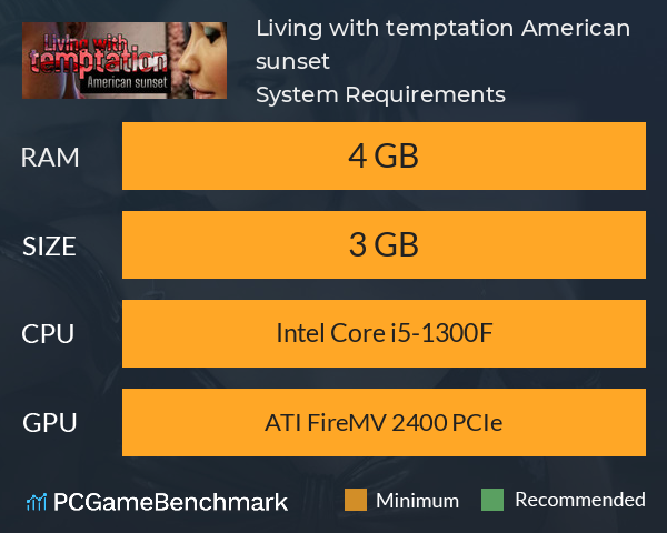 Living with temptation: American sunset System Requirements PC Graph - Can I Run Living with temptation: American sunset Living with temptation: American sunset System Requirements PC Graph - Can I Run Living with temptation: American sunset