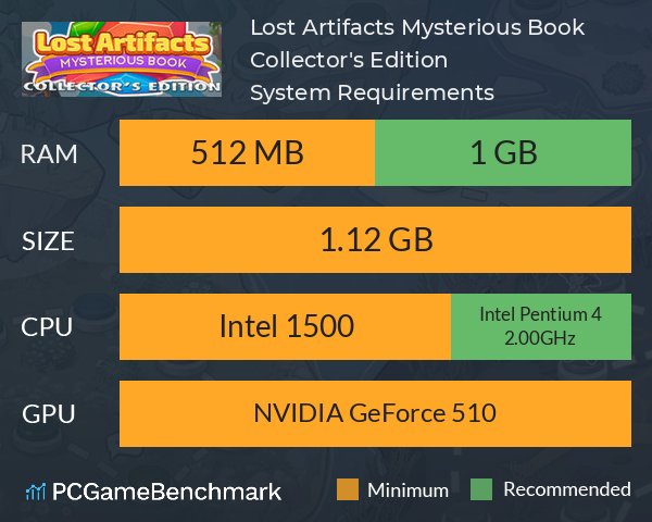 Lost Artifacts Mysterious Book Collector's Edition System Requirements PC Graph - Can I Run Lost Artifacts Mysterious Book Collector's Edition