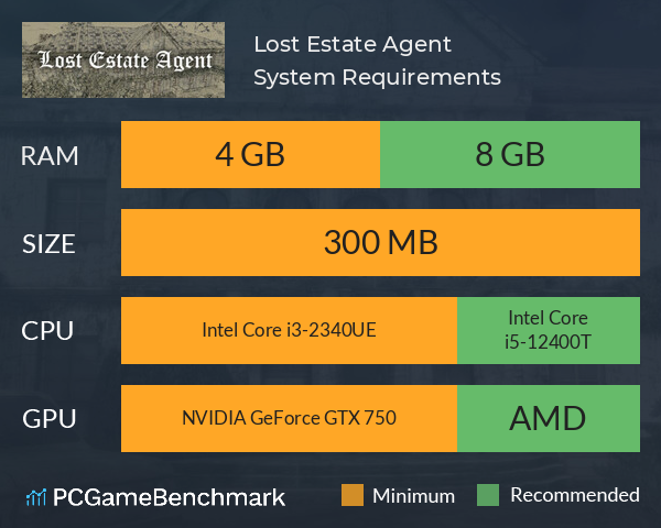 Lost Estate Agent System Requirements PC Graph - Can I Run Lost Estate Agent Lost Estate Agent System Requirements PC Graph - Can I Run Lost Estate Agent