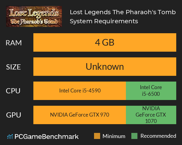 Lost Legends: The Pharaoh's Tomb System Requirements PC Graph - Can I Run Lost Legends: The Pharaoh's Tomb