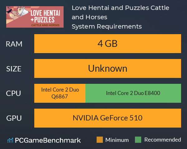 Love Hentai and Puzzles: Cattle and Horses System Requirements PC Graph - Can I Run Love Hentai and Puzzles: Cattle and Horses Love Hentai and Puzzles: Cattle and Horses System Requirements PC Graph - Can I Run Love Hentai and Puzzles: Cattle and Horses