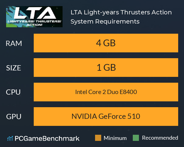 LTA: Light-years! Thrusters! Action! System Requirements PC Graph - Can I Run LTA: Light-years! Thrusters! Action! LTA: Light-years! Thrusters! Action! System Requirements PC Graph - Can I Run LTA: Light-years! Thrusters! Action!