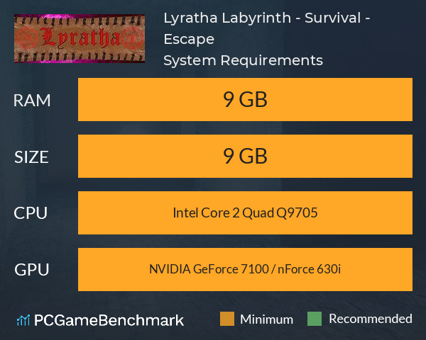 Lyratha: Labyrinth - Survival - Escape System Requirements PC Graph - Can I Run Lyratha: Labyrinth - Survival - Escape Lyratha: Labyrinth - Survival - Escape System Requirements PC Graph - Can I Run Lyratha: Labyrinth - Survival - Escape