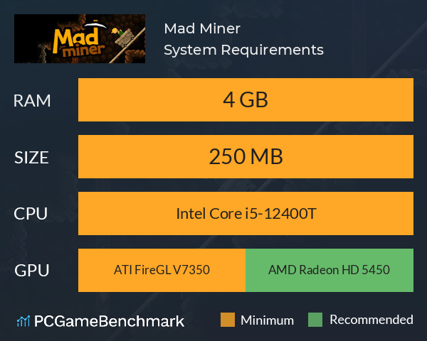 Mad Miner System Requirements PC Graph - Can I Run Mad Miner Mad Miner System Requirements PC Graph - Can I Run Mad Miner