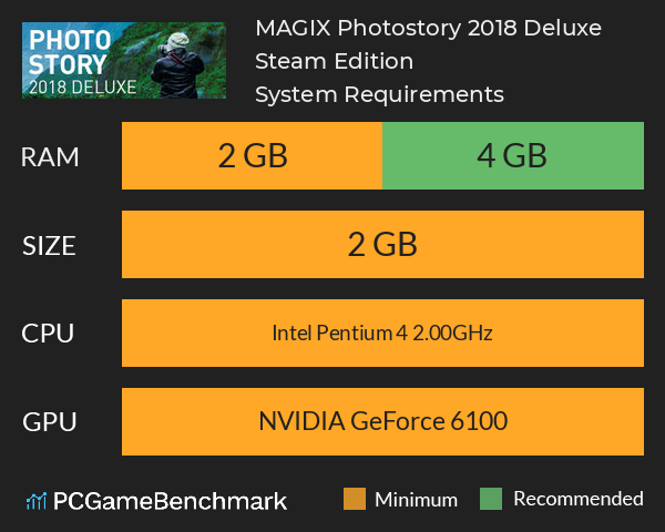 MAGIX Photostory 2018 Deluxe Steam Edition System Requirements PC Graph - Can I Run MAGIX Photostory 2018 Deluxe Steam Edition