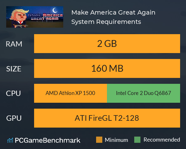 Make America Great Again System Requirements PC Graph - Can I Run Make America Great Again Make America Great Again System Requirements PC Graph - Can I Run Make America Great Again