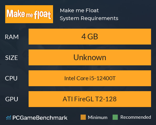 Make me Float System Requirements PC Graph - Can I Run Make me Float Make me Float System Requirements PC Graph - Can I Run Make me Float