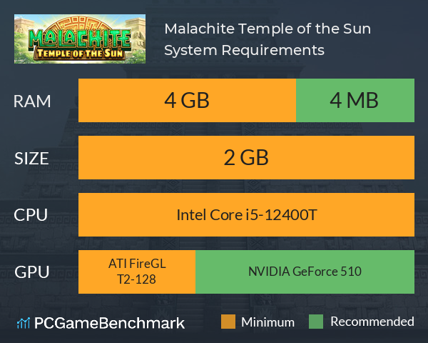 Malachite: Temple of the Sun System Requirements PC Graph - Can I Run Malachite: Temple of the Sun Malachite: Temple of the Sun System Requirements PC Graph - Can I Run Malachite: Temple of the Sun