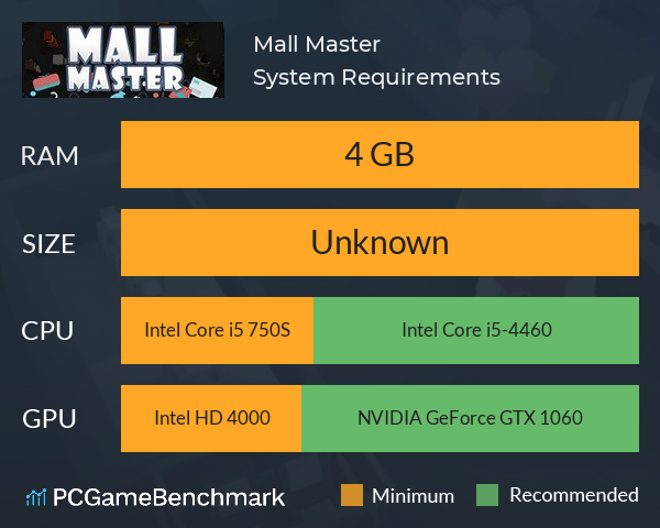 Mall Master System Requirements PC Graph - Can I Run Mall Master