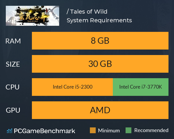 蛮荒志异：起源 / Tales of Wild System Requirements PC Graph - Can I Run 蛮荒志异：起源 / Tales of Wild